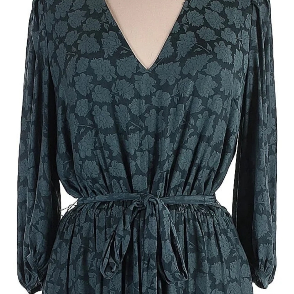 Banana Republic Peacock Green Floral Midi Dress - Picture 4 of 9